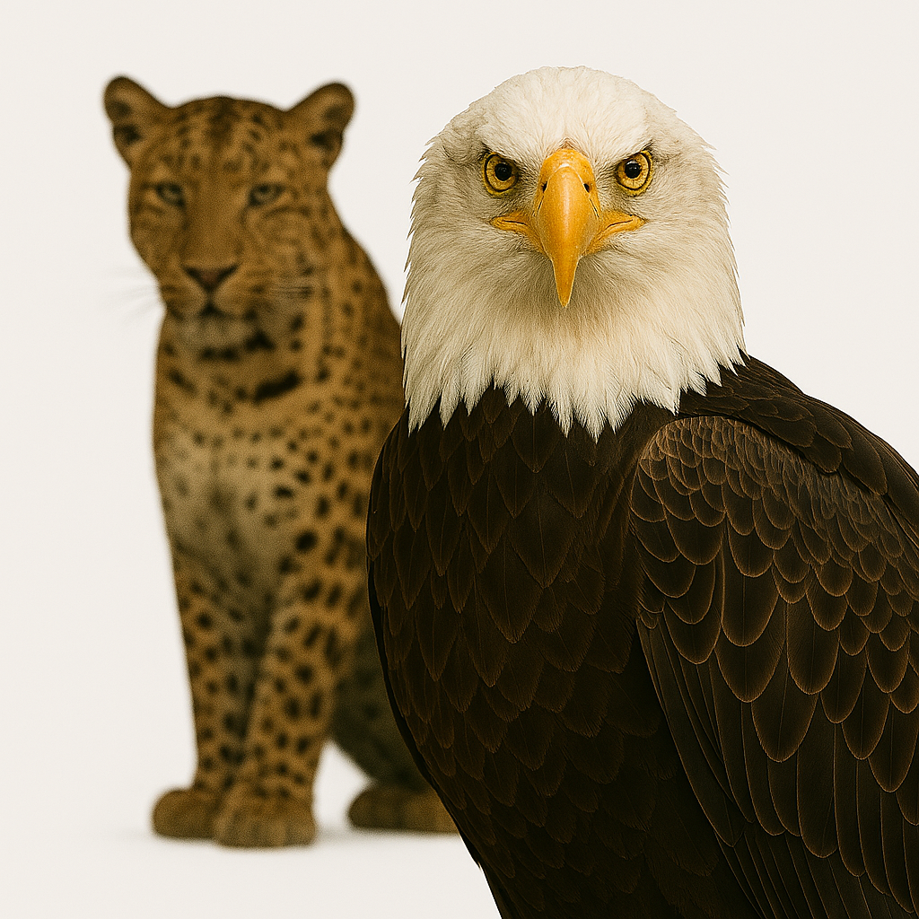 An eagle and a leopard, emblems of Ngbe authority